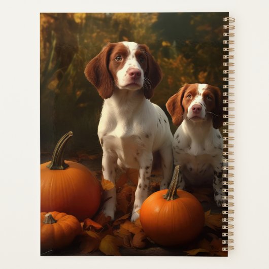 Brittany Spaniel Puppy Herfst Delight Pompoen Planner (Achterkant)