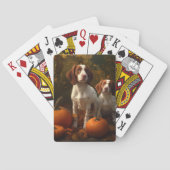Brittany Spaniel Puppy Herfst Delight Pompoen Pokerkaarten (Achterkant)
