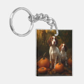 Brittany Spaniel Puppy Herfst Delight Pompoen Sleutelhanger (Voorkant Links)
