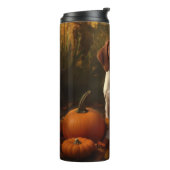 Brittany Spaniel Puppy Herfst Delight Pompoen Thermosbeker (Gedraaid links)