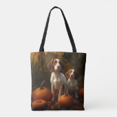 Brittany Spaniel Puppy Herfst Delight Pompoen Tote Bag (Achterkant)