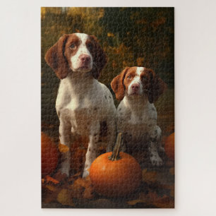 Brittany Spaniel Puppy Herfst Plezier Pompoen Legpuzzel
