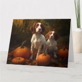 Brittany Spaniel Puppy Herfstpracht Pompoen  Kaart (Voorkant)