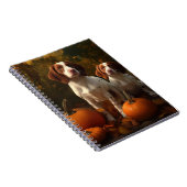 Brittany Spaniel Puppy Herfstvreugde Pompoen Notitieboek (Rechterzijde)