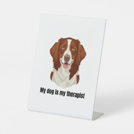 Brittany Spaniel Reclamebord Met Voetstuk (Voorkant)