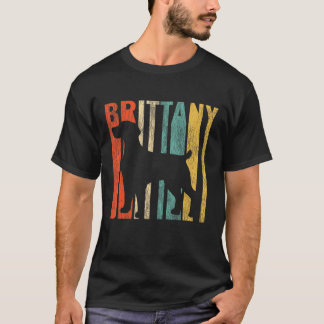 Brittany Spaniel Retro 1970s Dog Cracked Distresse T-shirt