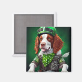 Brittany Spaniel rijdt fiets St. Patrick's Day  Magneet (Voorkant / Achterkant)