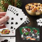 Brittany Spaniel rijdt fiets St. Patrick's Day Pokerkaarten (Insitu)