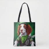Brittany Spaniel rijdt fiets St. Patrick's Day Tote Bag (Voorkant)