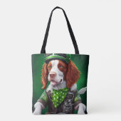 Brittany Spaniel rijdt fiets St. Patrick's Day Tote Bag (Achterkant)