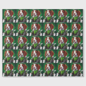 Brittany Spaniel rijdt op fiets St. Patrick's Day Cadeaupapier (Vlak)