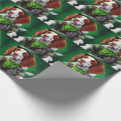 Brittany Spaniel rijdt op fiets St. Patrick's Day Cadeaupapier (Hoek)