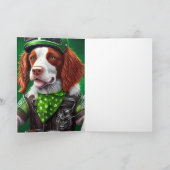 Brittany Spaniel rijdt op fiets St. Patrick's Day Kaart (Binnen)