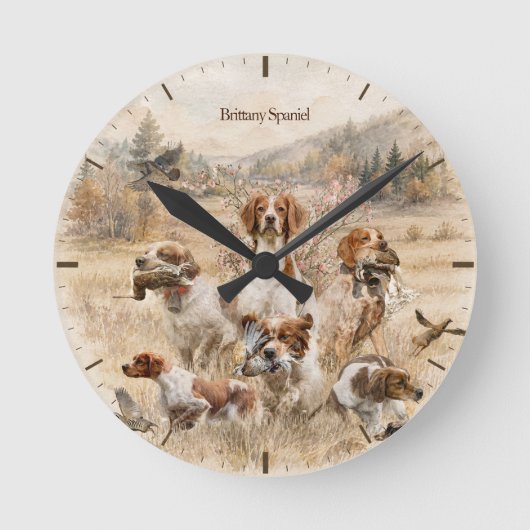 Brittany Spaniel Ronde Klok (Voorkant)