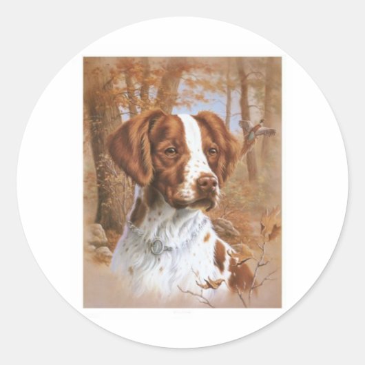 Brittany Spaniel Ronde Sticker (Voorkant)