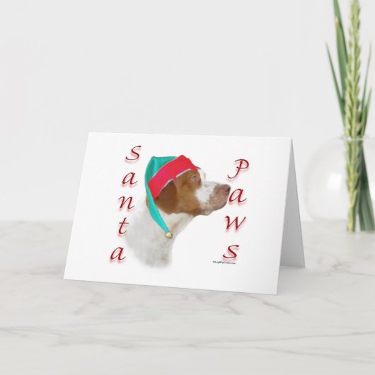 Brittany Spaniel Santa Paws Feestdagen Kaart (Voorkant)