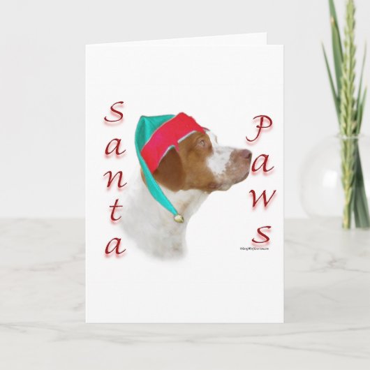 Brittany Spaniel Santa Paws Feestdagen Kaart (Voorkant)