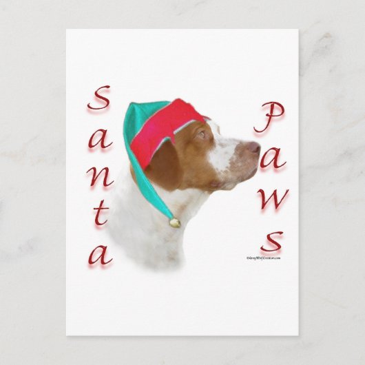 Brittany Spaniel Santa Paws Feestdagenkaart (Voorkant)