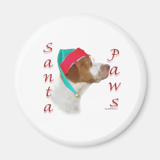 Brittany Spaniel Santa Paws Magneet (Voorkant)