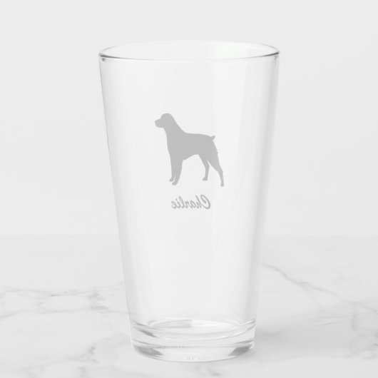Brittany Spaniel Silhouette gepersonaliseerd Glas (Achterkant)