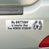 Brittany Spaniel - slimmer dan student - grappig Bumpersticker (Op auto)