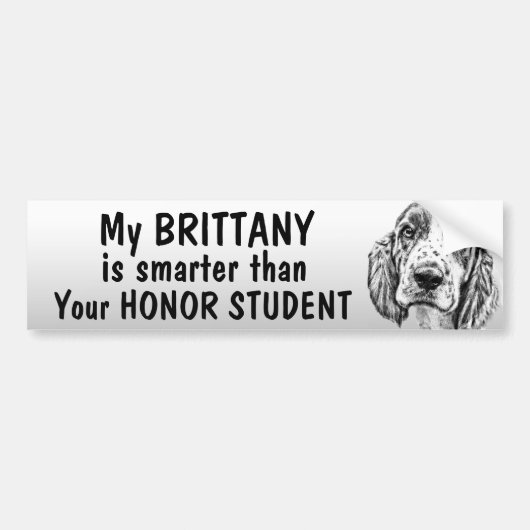 Brittany Spaniel - slimmer dan student - grappig Bumpersticker (Voorkant)