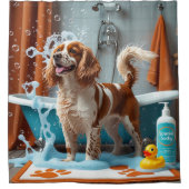 Brittany Spaniel Sloppy Sleepy Schattige Funny Douchegordijn (Voorkant)