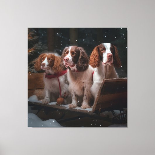 Brittany Spaniel Sneeuw Slede Kerst Decoratie (Voorkant)