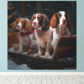 Brittany Spaniel Sneeuw Slede Kerst Decoratie (Insitu (Houten vloer))