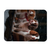 Brittany Spaniel Sneeuw Slede Kerst Decoratie Magneet (Horizontaal)