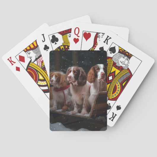Brittany Spaniel Sneeuw slee Kerstmis Decoratie Pokerkaarten (Achterkant)