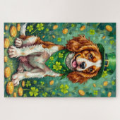 Brittany Spaniel St. Patrick's Day GeluksHond Legpuzzel (Horizontaal)