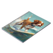 Brittany Spaniel Strand Surfen Schilderij Notitieboek (Linkerzijde)