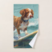 Brittany Spaniel Strand Surfing Schilderij Bad Handdoek (Handdoek)