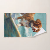 Brittany Spaniel Strand Surfing Schilderij Bad Handdoek (Handdoek)