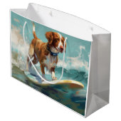 Brittany Spaniel Strand Surfing Schilderij Groot Cadeauzakje (Achterkant Gekanteld)