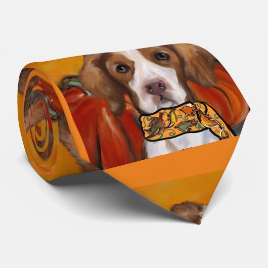 Brittany Spaniel Stropdas (Opgerold)