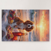 Brittany Spaniel Sunset Beach Picknick Legpuzzel (Horizontaal)