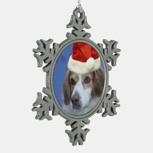 Brittany Spaniel Tin Sneeuwvlok Ornament (Links)