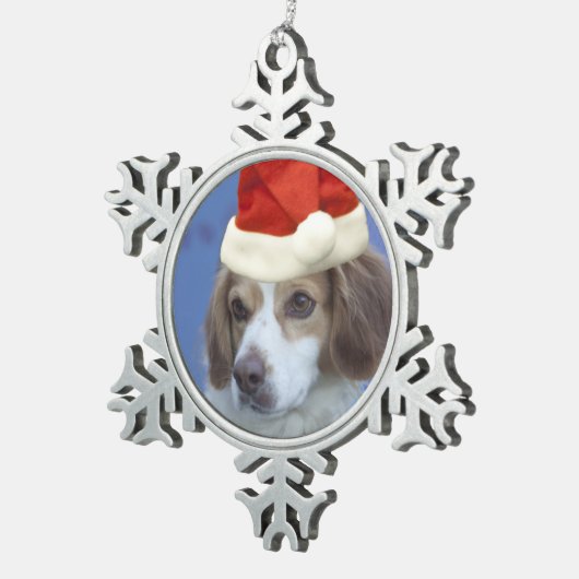 Brittany Spaniel Tin Sneeuwvlok Ornament (Rechts)