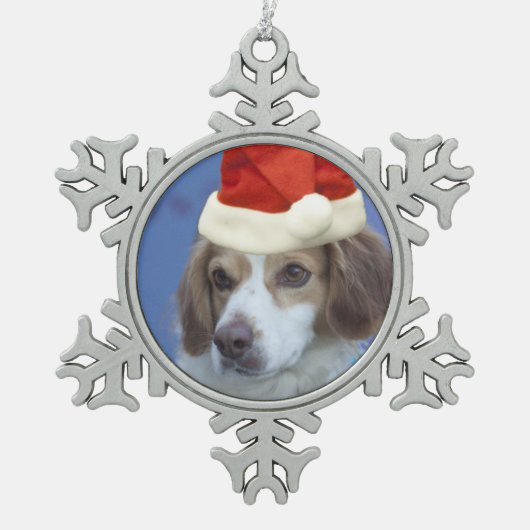 Brittany Spaniel Tin Sneeuwvlok Ornament (Voorkant)