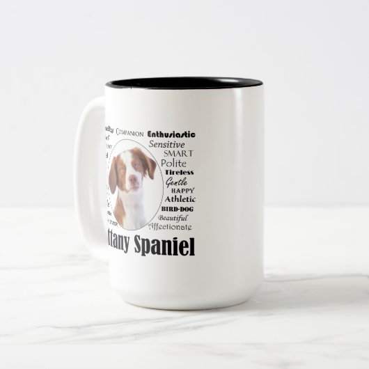 Brittany Spaniel Traits Tweekleurige Koffiemok (Voorkant links)