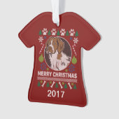 Brittany Spaniel Ugly KerstSweater Ornament (voorkant)