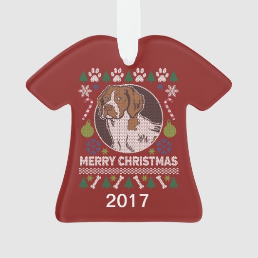 Brittany Spaniel Ugly KerstSweater Ornament (achterkant)