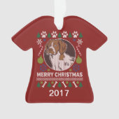 Brittany Spaniel Ugly KerstSweater Ornament (voorkant)