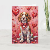 Brittany Spaniel Valentijnsdag Hond met Harten Kaart (Voorkant)