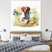 Brittany Spaniel – Veld, Focus, Fazant, Kunst Canvas Afdruk (Insitu (Slaapkamer))