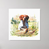 Brittany Spaniel – Veld, Focus, Fazant, Kunst Canvas Afdruk (Voorkant)