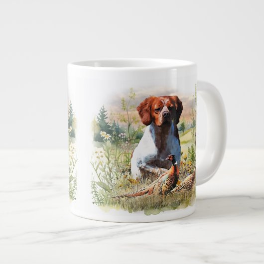 Brittany Spaniel – Veld, Focus, Fazant, Kunst Grote Koffiekop (Voorkant rechts)
