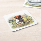 Brittany Spaniel – Veld, Focus, Fazant, Kunst  Kartonnen Onderzetters (Schuin)